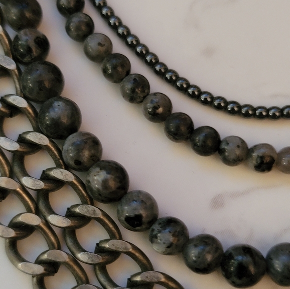 Labradorite Pyrite 5 layer beaded necklace by Marie Chavez - Picture 4 of 6